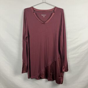 Soft Surroundings Shirt Womens L Red Maroon Layered V Neck Long Sleeve Tunic